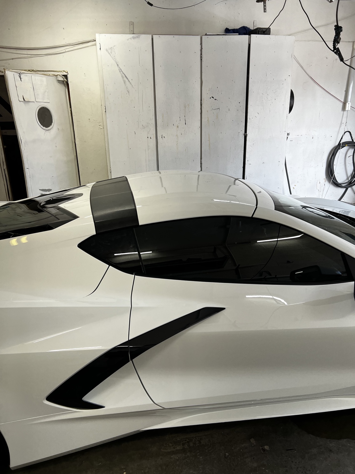 Finished white C8 Corvette transformation